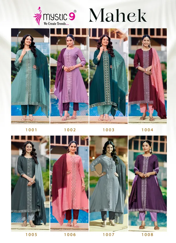 Mahek Vol 1 By Mystic 9 Roman Silk Kurti With Bottom Dupatta Wholesale Price