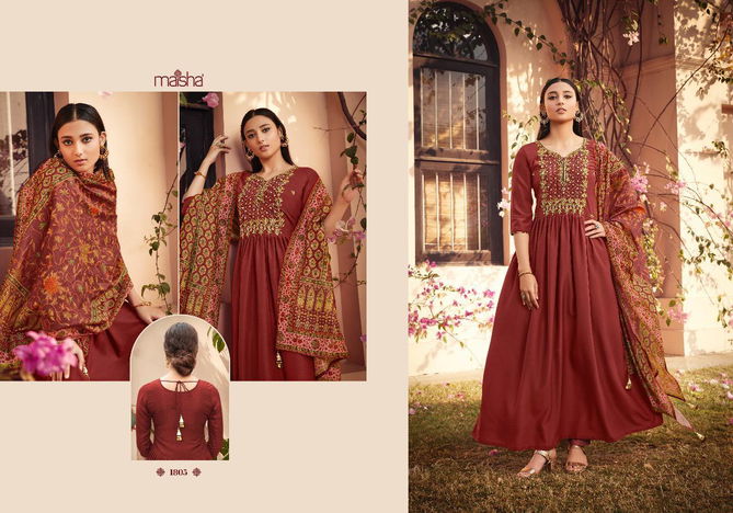 MAISHA SHANAYA Latest fancy designer festive Wear Pure Maslen With Hand Work And Beautiful Tassels On Back Readymade Salwar Suit Collection