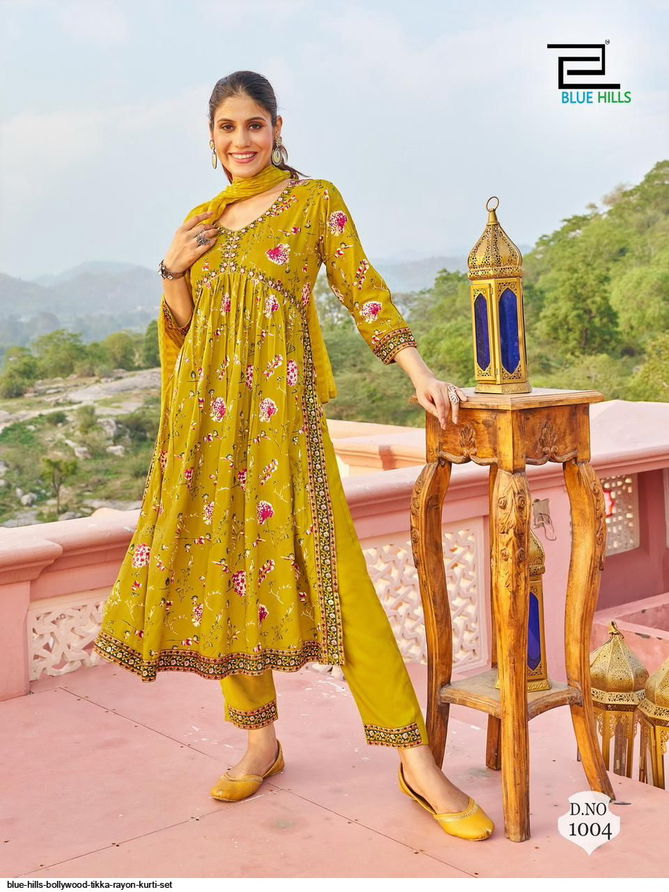 Bollywood Tika Blue Hills Designer partywear kurtis with dupatta