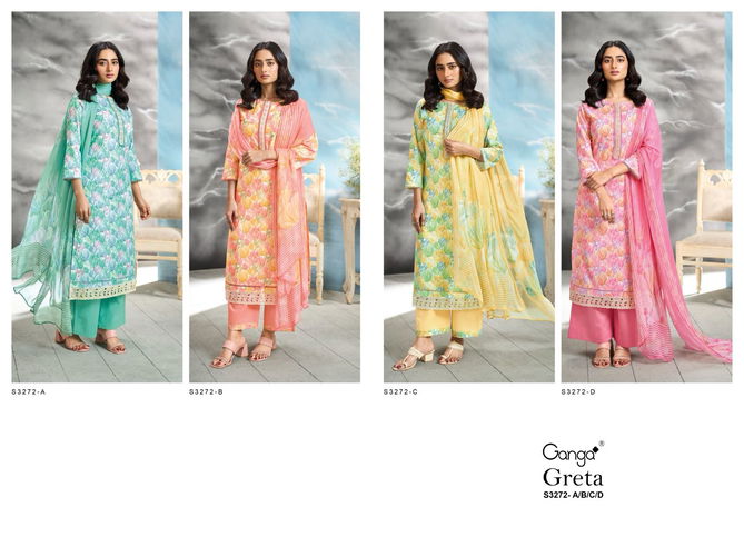 Greta 3272 By Ganga Cotton Printed Dress Material Suppliers In India