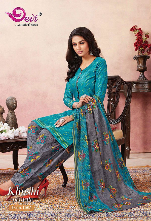 Devi Khushi Latest Printed Patiala Regular Wear Pure Cotton Readymade Collection
