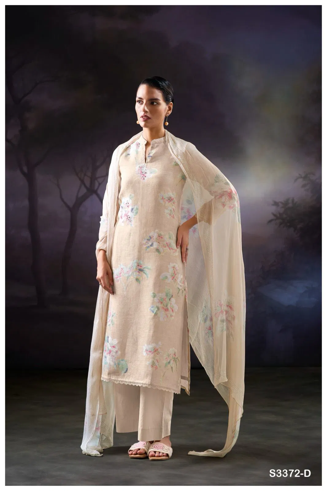 Jaylie 3372 by Ganga Linen Printed Embroidery Salwar Suit Exporters In India