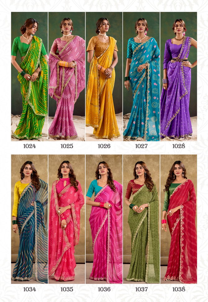 Chunari Vol 2 By Stavan Chiffon Embroidered Saree Exporters In India