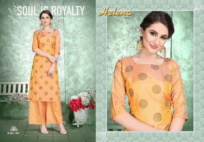 VARNI HELENA VOL-01 Latest Fancy Designer Casual Wear Soft Dola silk with Foil Print Kurtis With palazzo Collection