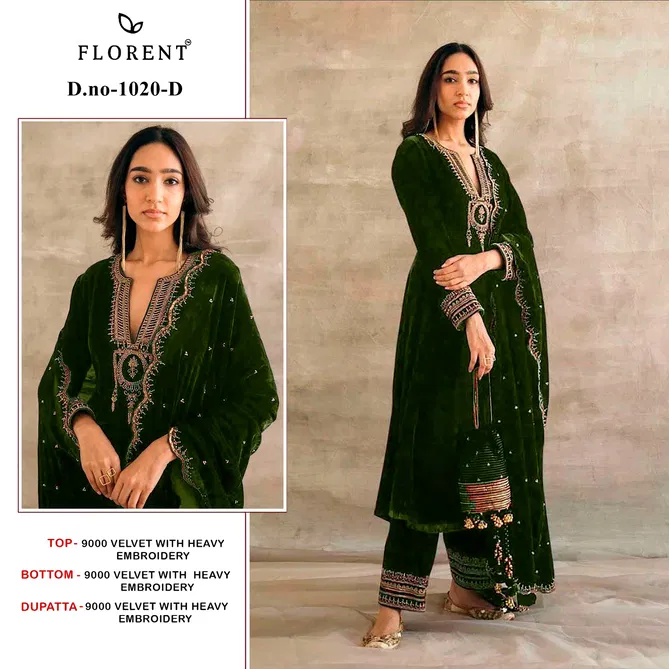 Florent 1020 A To D Velvet Pakistani Salwar Kameez Wholesale Shop In Surat