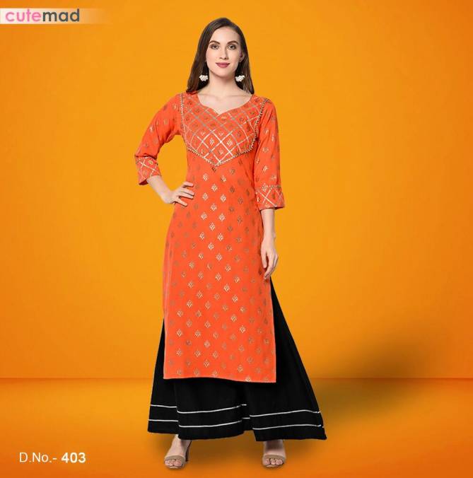 Cutemad Vol-4 Exclusive Collection Foil Print and Gotapatti Work Party wear Kurtis with Plazzo