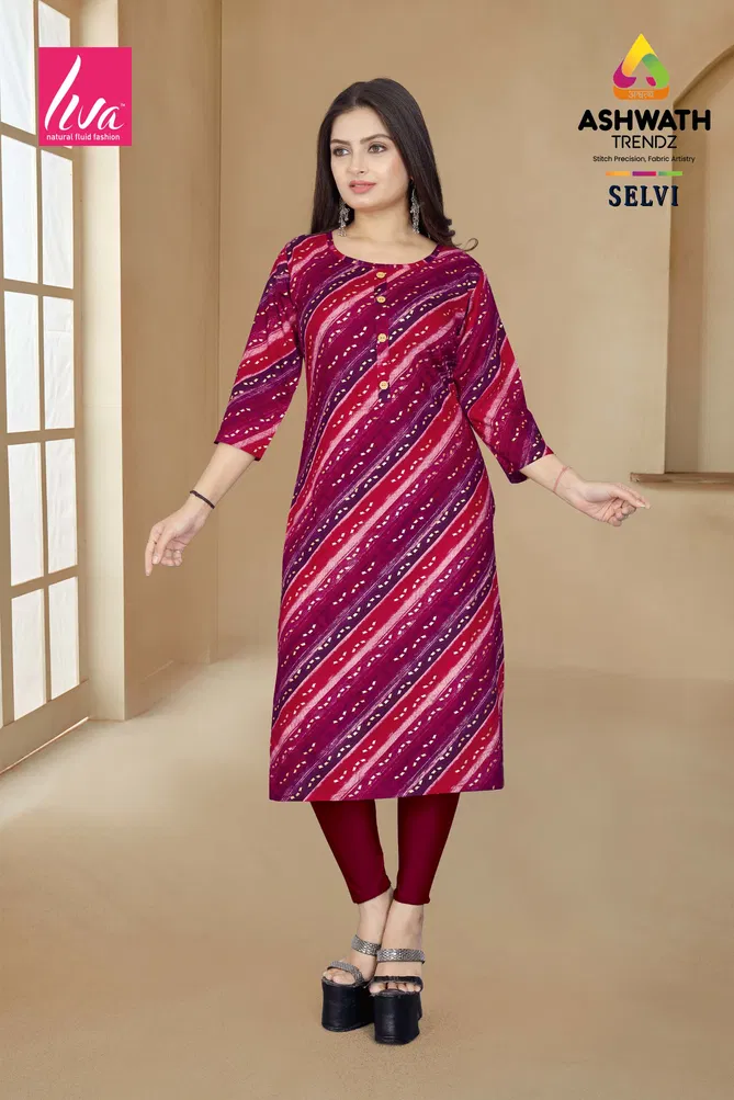 3 Selvi Ultra Premium Rayon Foil Printed Wholesale Kurti Suppliers In India