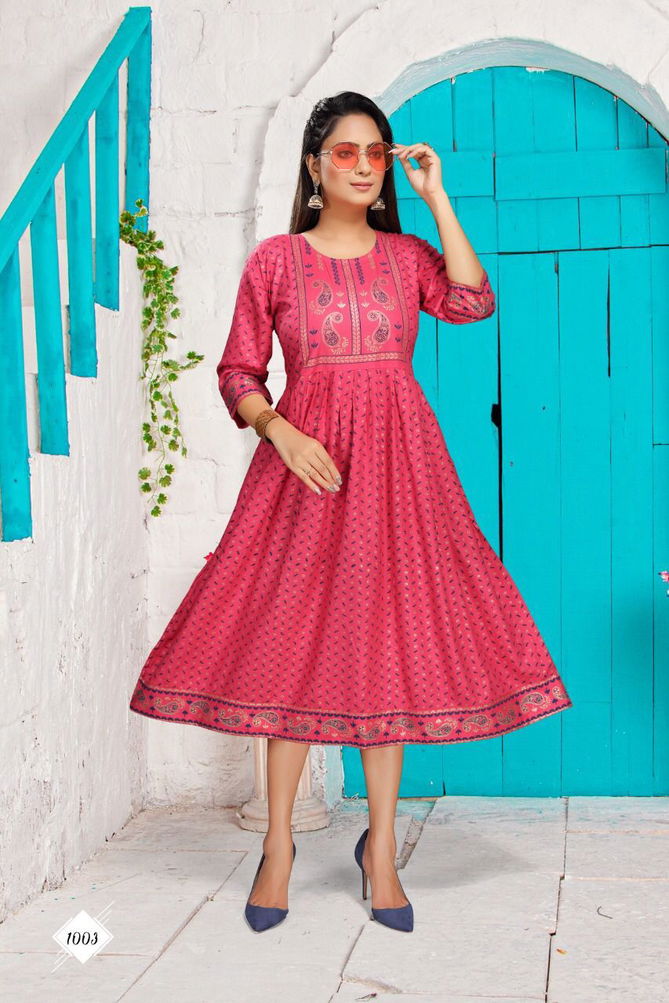 Beauty Queen Sahiba Rayon Designer Ethnic Wear Anarkali Kurti Collection