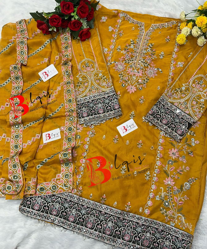 Dn B-09 By Bilqis Organza Pakistani Salwar Suits Wholesalers In Delhi