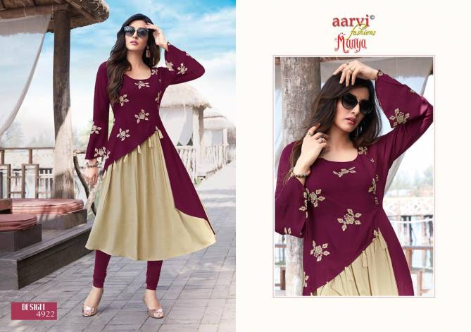 Aarvi Manya 23 Latest Fancy Collection Heavy Rayon Festive Wear Long Kurtis Collection