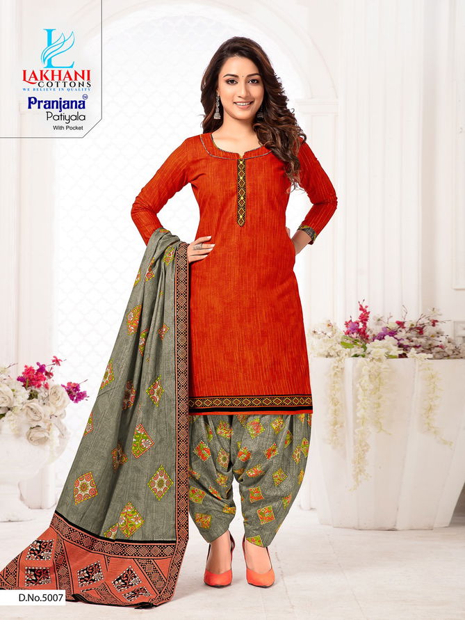 Lakhani Pranjana Patiyala 5 Latest Fancy Designer Regular Casual Wear Ready Made Printed Cotton Salwar Suit Collection
