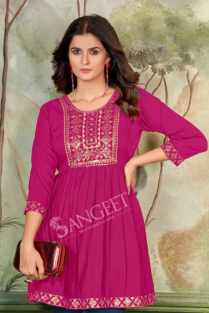 Aashini By Sangeet Rayon Embroidery Ladies Top Exporters In India