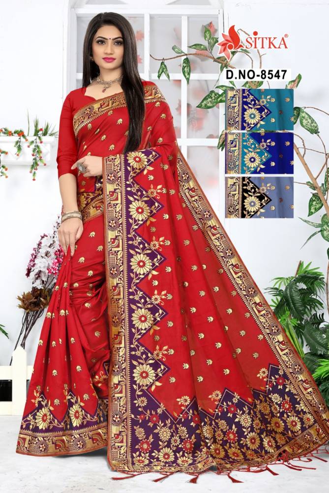 Nikki 8547 Latest fancy Designer Wedding Wear Handloom cotton silk Sarees Collection
