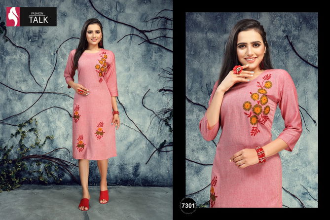 Ft Pinky Latest Fancy Designer Casual Wear Embroidery Designer Kurtis Collection
