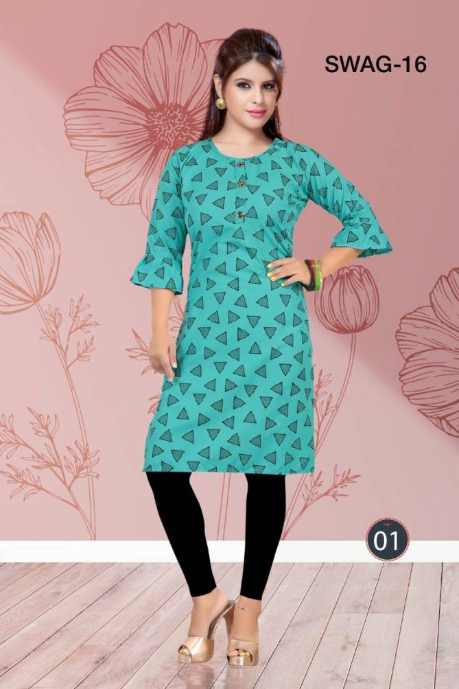 Trendy Swag 16 Casual Daily Wear Rayon Printed Kurtis Collection

