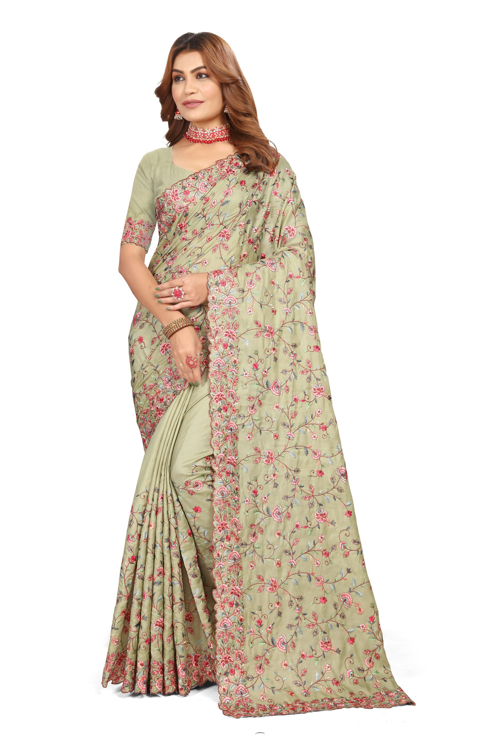 Evergreen By Utsav Nari Tusser Silk Embroidery Sarees Suppliers In India