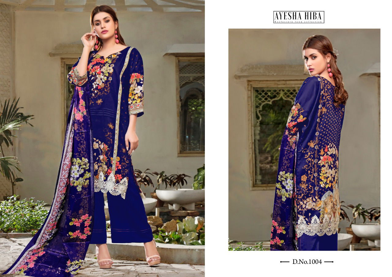 Ayesha Hiba Latest Fancy Designer Casual Wear Lawn Cotton Karachi Dress Materials Collection
