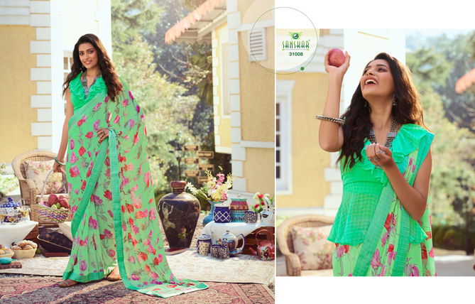 Sanskar Nadira 2 Fancy Latest Regular Casual Wear Georgette Printed Sarees Collection
