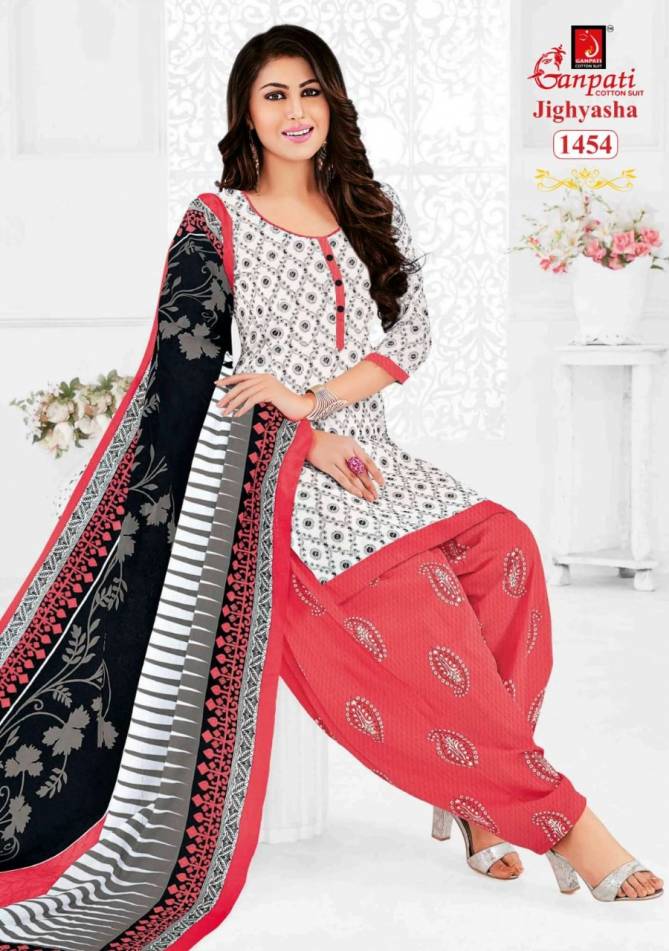 Ganpati Jigyasha 14 Printed Cotton Casual Wear Punjabi Patiyala Dress Material
