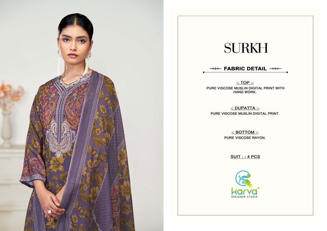 Surkh By Karva designer Viscose Digital Printed Dress Material Ezporters In India