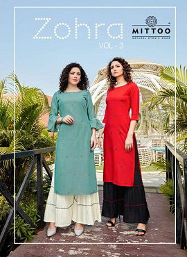 Mittoo Zohra Vol 3 Party Ready Fancy Designer Latest Collection Of Kurtis With Sharara 