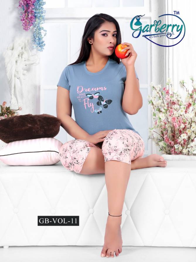 Garberry 11 Latest Exclusive Comfortable Hosiery With Super Fine Stitching Cotton Short Printed Nightsuits Collection
