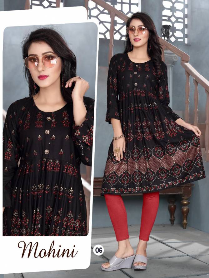 Aagya Mohini 3 Ethnic Wear Fancy Rayon Printed Designer Kurti Collection