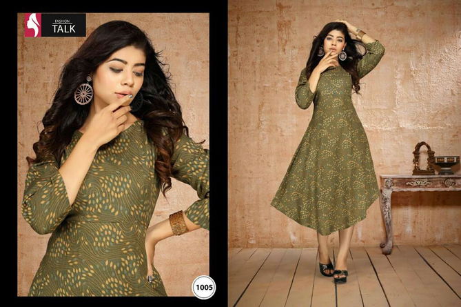 Ft Bliss 2 Latest fancy Regular Wear Rayon Flex Casual Wear Printed Designer Kurtis Collection
