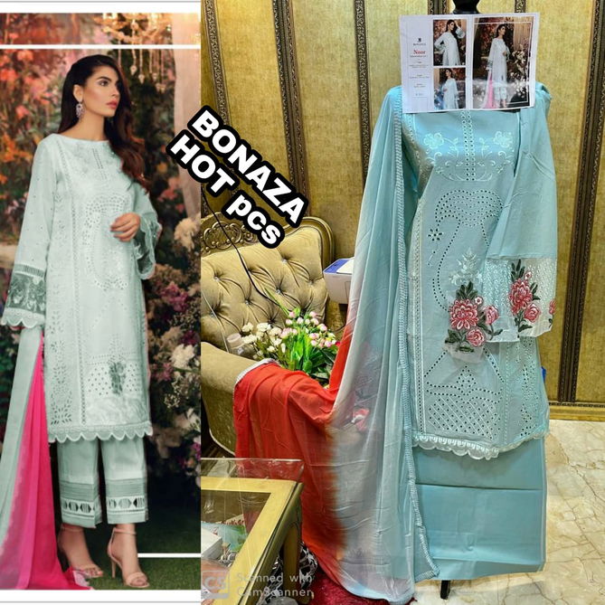 Bonanza Noor Special Edition 3 Latest Fancy Designer Heavy Cotton boring work with embroidery work Pakistani Salwar Suits Collection
