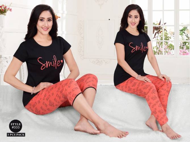 Orange 333 Hosiery Cotton Latest Exclusive Comfortable Hosiery With Super Fine Stitching Night Suits Collection
