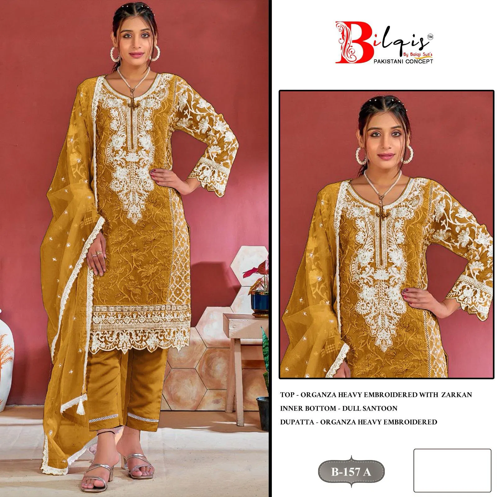 Bilqis B 157 Organza Pakistani Salwar Kameez Collection