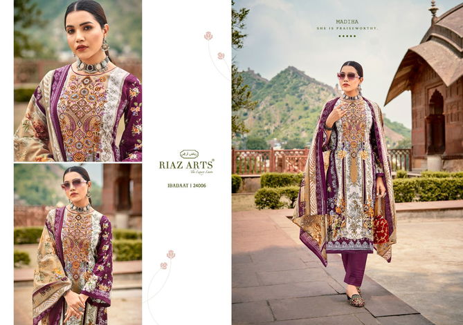 Ibadaat 24001 By Riaz Arts Lawn Digital Printed Dress Material Orders In India