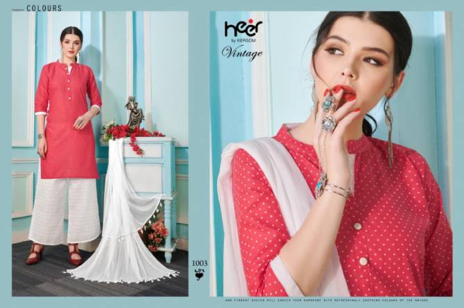 Heer Vintage New Designer Ready Made Plazzo Suit Collection With Chiffon Dupatta 