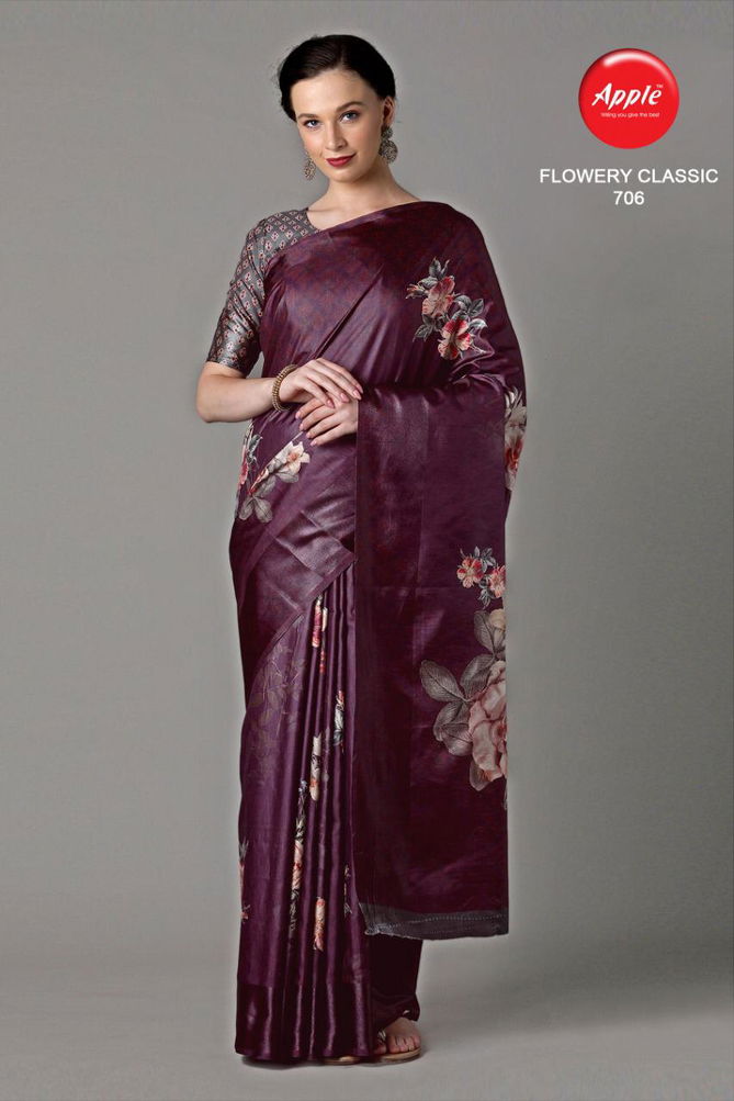 APPLE FLOWERY CLASSIC VOL-7 Latest Designer Fancy Party Festive Wear Dola Patta Saree Collection