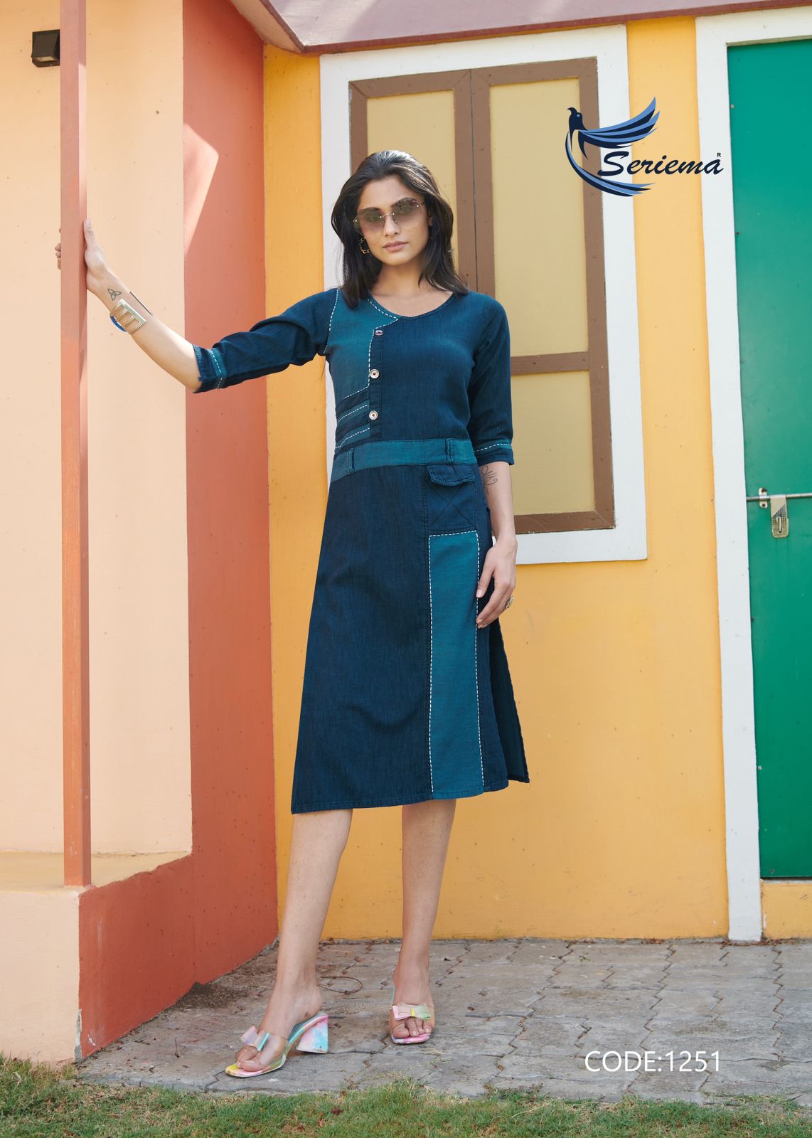 Seriema Kumb Capture 6 Cotton Denim Party Wear Kurti Manufacturers