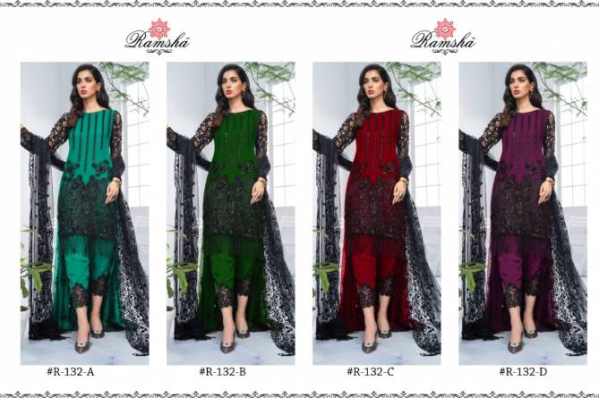 Ramsha R 132 Nx Latest Fancy Designer Festive Wear Butter Fly Net With Embroidered Pakistani Salwar Kameez Collection
