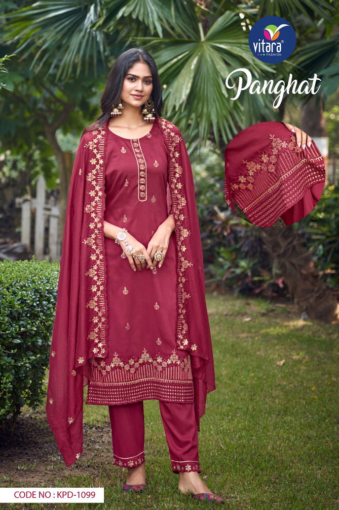 Panghat By Vitara Heavy Chinon Readymade Suits Wholesale Clothing Distributors In India