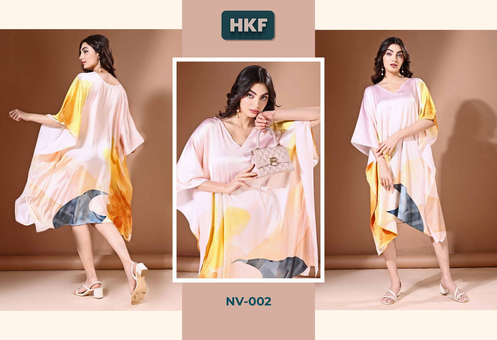  Nirvana Vol 1 By Hkf  Kaftan Soft Satin Casual Wear Wholesale Manufacturers