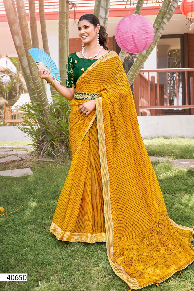 Panchi By 5D Designer Chiffon Wedding Wear Sarees Wholesale Online