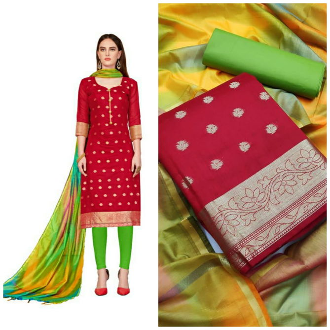 Gng Kulfi 1 Casual Wear Banarasi jacquard Dress And Dupatta With Cotton Bottom Material Collection