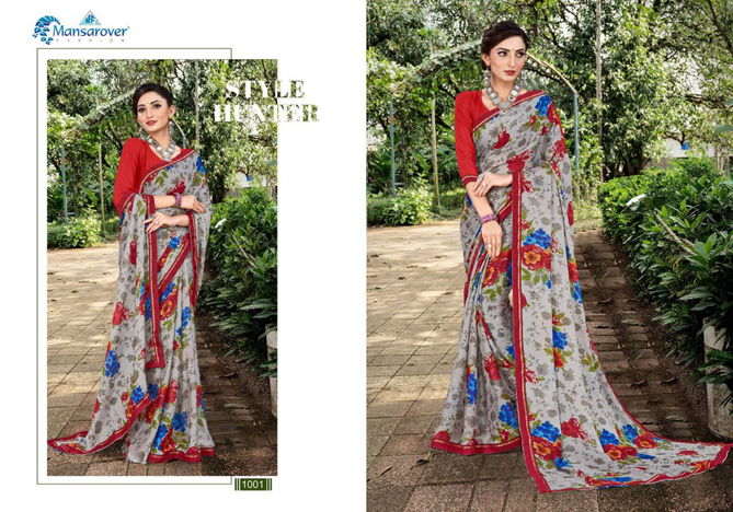 MANSAROVER  MEERA MOHAN VOL -01 Latest Fancy Designer Heavy Casual Wear Chiffon Printed Saree Collection