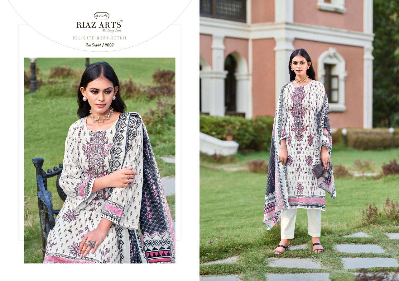 Bin Saeed 9001 To 9008 By Riaz Arts Pure Cotton Dress Material Orders In India