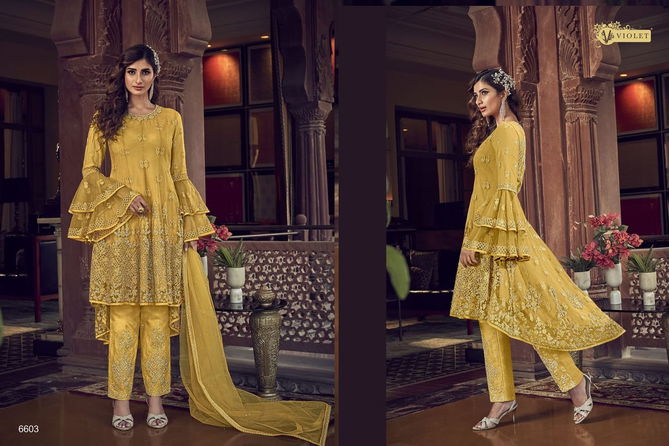 Swagat Violet Snow White Latest Designer Heavy Work Wedding Wear Salwar Suits Collection 