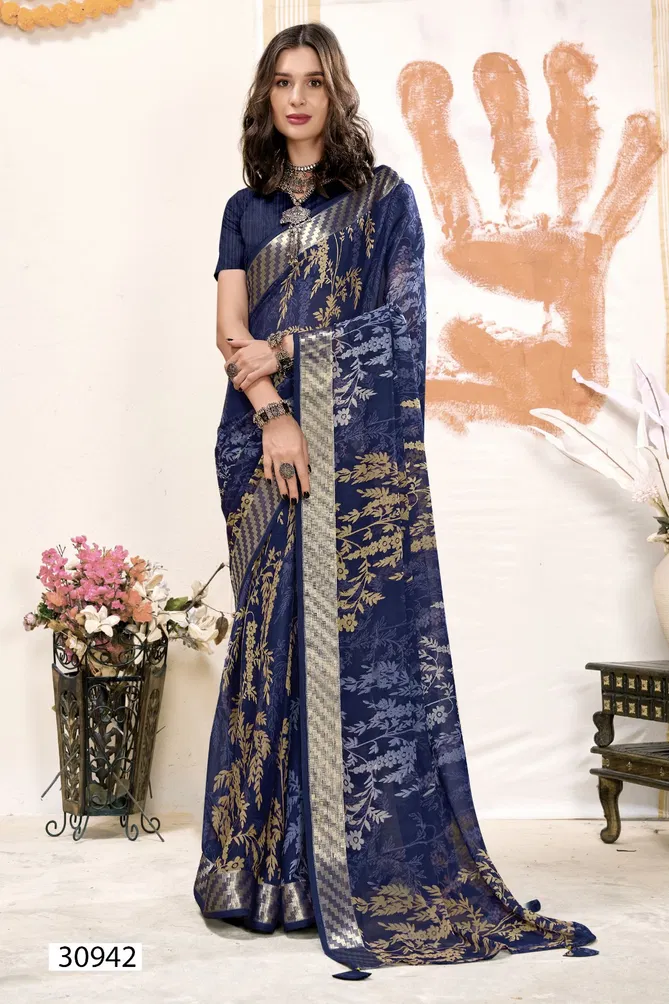 Jiya Vol 9 By Vallabhi Georgette Leaf Printed Sarees Orders In India