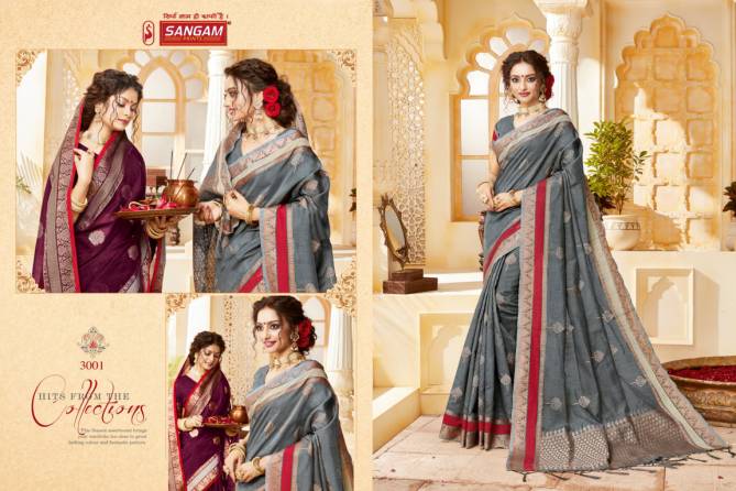 Sangam Indian Latest Fancy Festive Wear Designer Handloom Cotton Saree Collection

