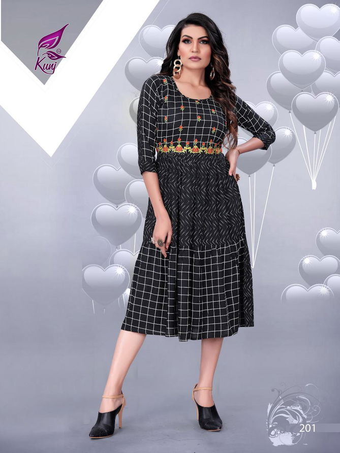 Kunj Kivi 2 Latest Fancy Ethnic Wear Anarkali Printed Rayon Kurtis Collection