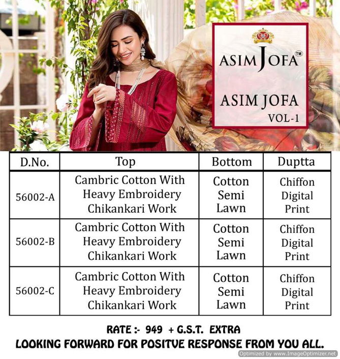 Asim Jofa 1 Premium Edition Collection Cotton With Beautiful Embroidery Work Pakistani Salwar Kameez
