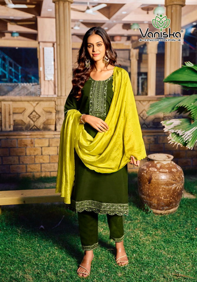 Fiza Vol 4 By Vaniska Roman Silk Kurti With Bottom Dupatta Exporters In India