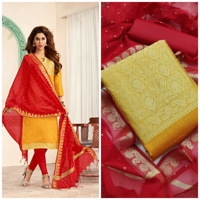 Gng Kulfi 2 Casual Wear Banarasi jacquard Kurta And dupatta With Cotton Bottom Dress Material Collection