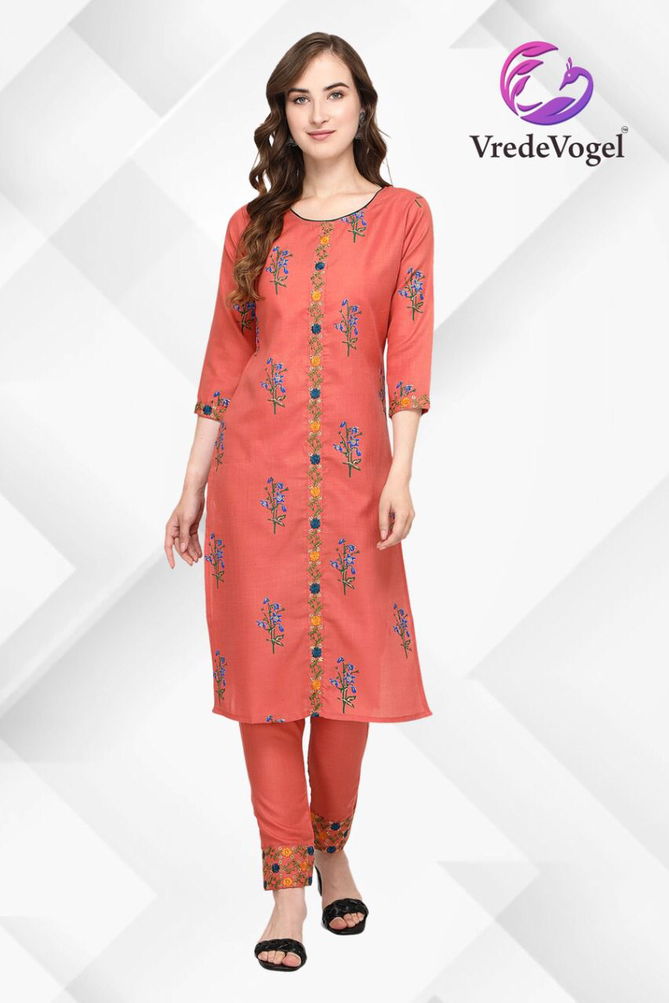 Vv Fabulous Latest Designer Casual Wear Cotton Embroidery Kurtis With Bottom Collection
